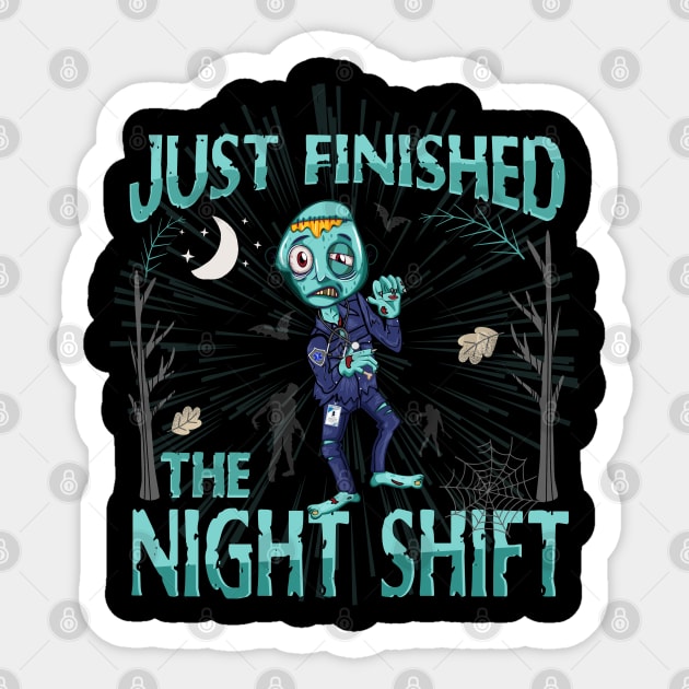 Funny Halloween EMTs Paramedic Nurse Tired Zombie Sticker by Jandjprints